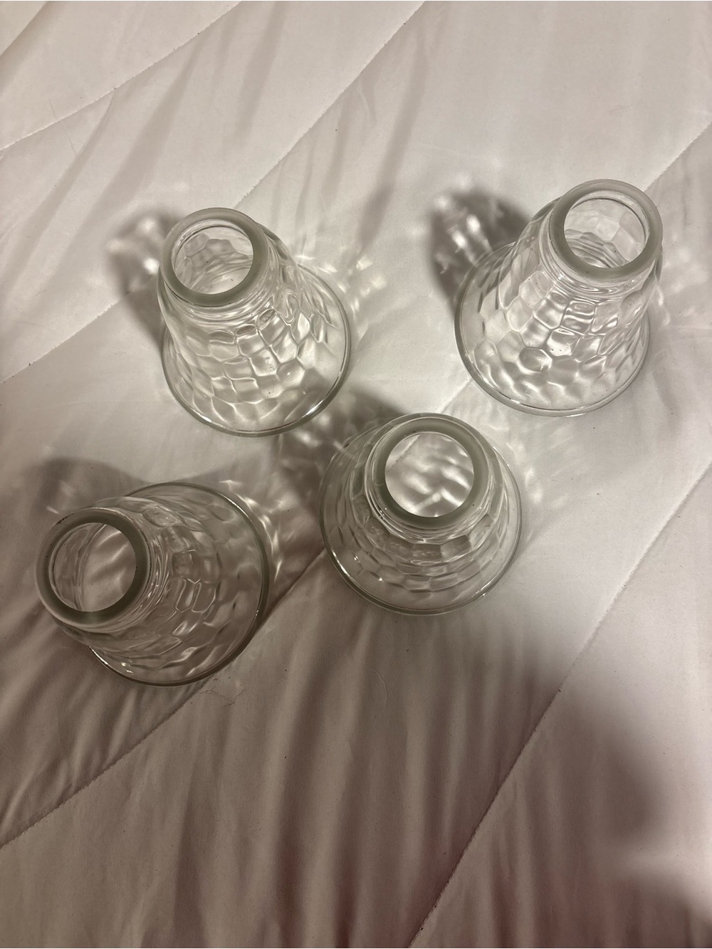 Thumbprint Clear Glass Ceiling Fan Globe Vanity Replacement, Set of 4